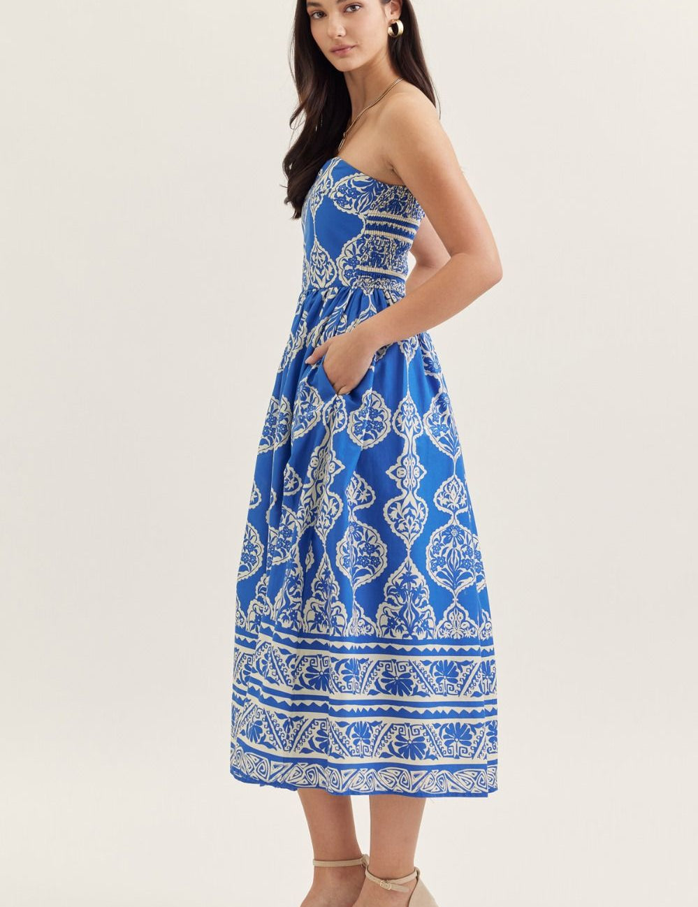 Royal Escape Midi Dress - Blue