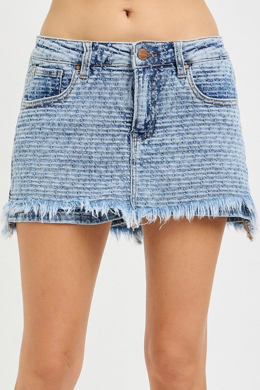 Low Rise Mess Junkyard Skort - Light Wash