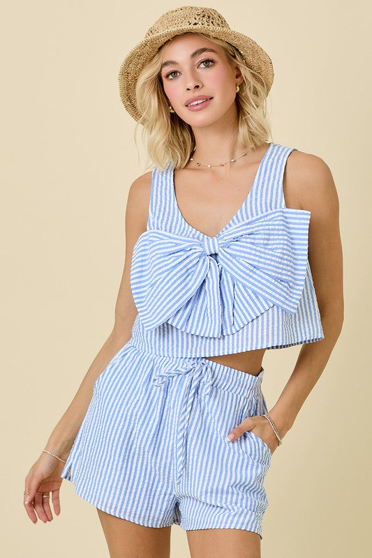 Sassy Stripes and Bows Set Blue