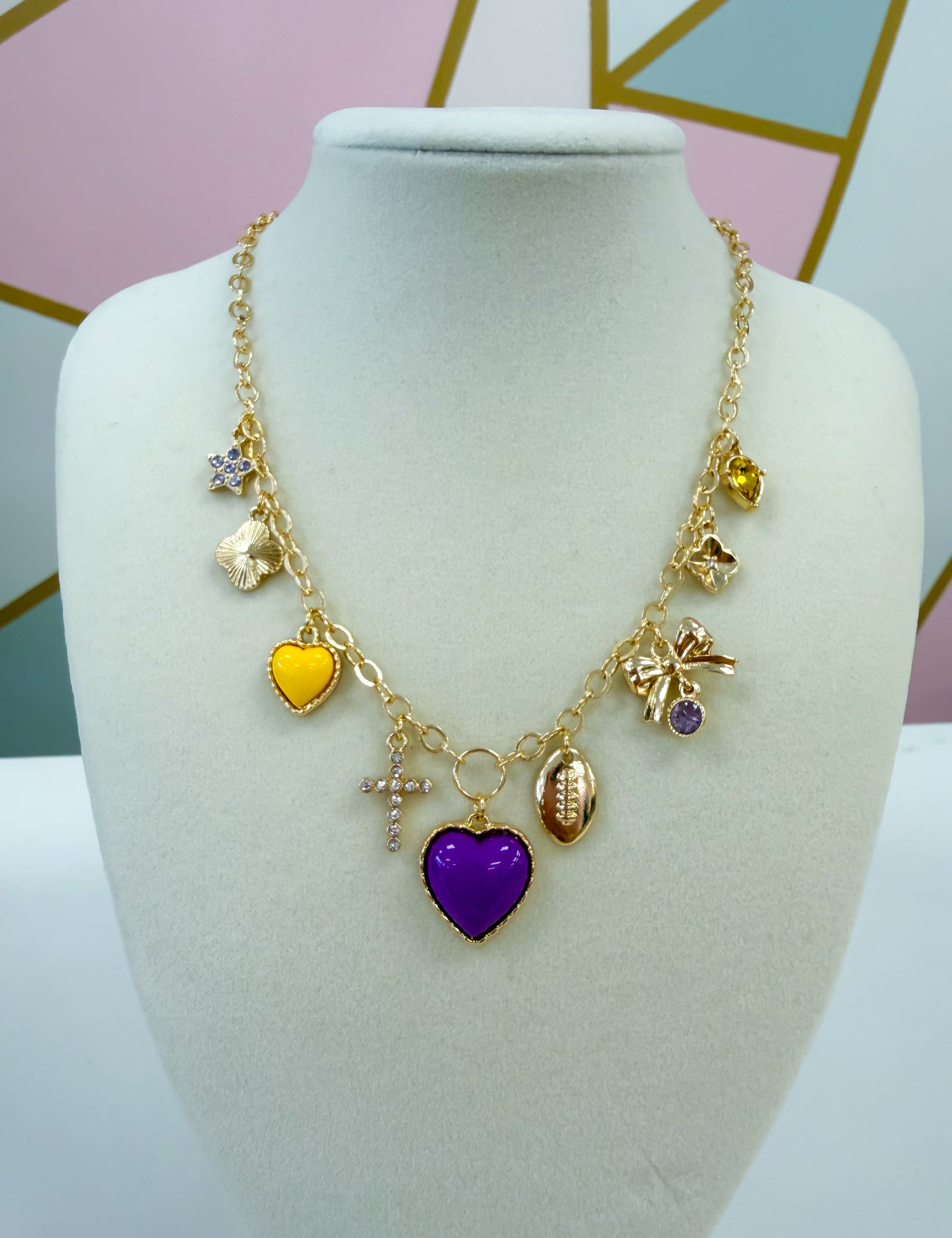 Bentley Charm Necklace - Purple/Gold