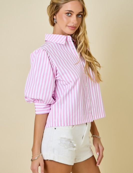 Blair Puff Sleeve Top - Pink