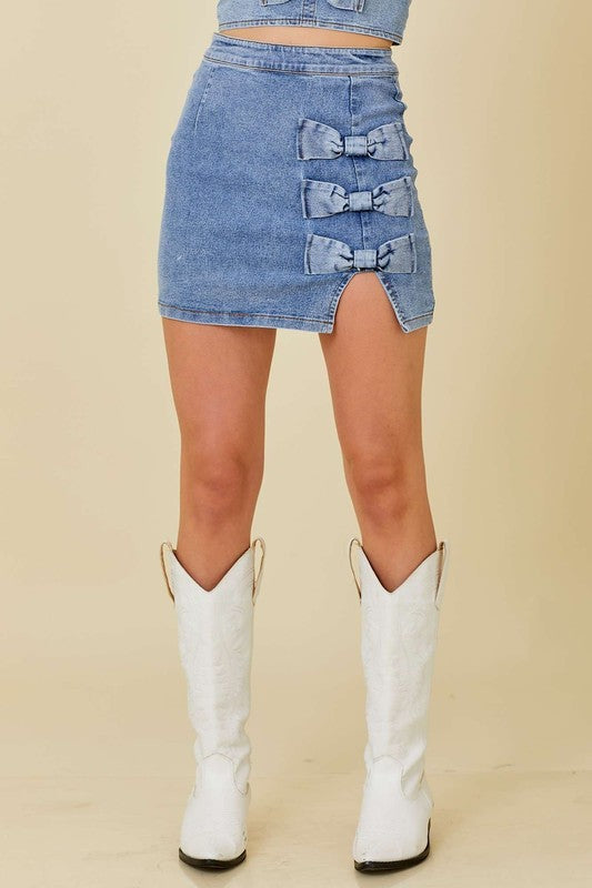 Sweet Bow Denim Skirt