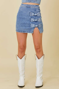 Sweet Bow Denim Skirt