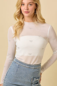 Wrapped In Rhinestones Top White