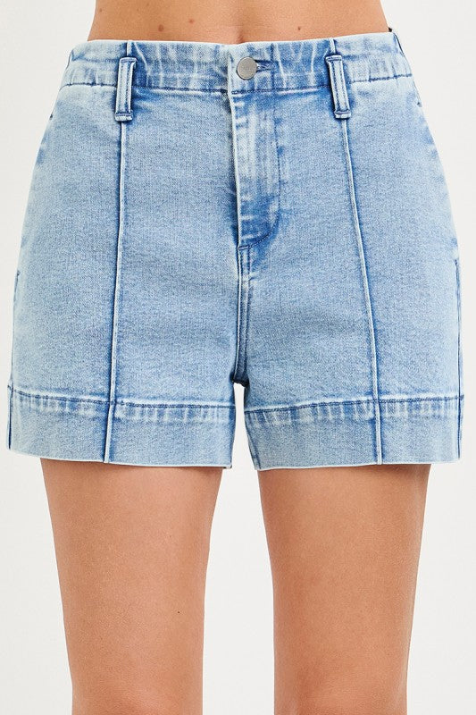 Relaxed Seamed Detail Denim Shorts