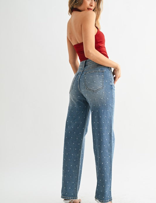Vintage Straight Rhinestone Jean