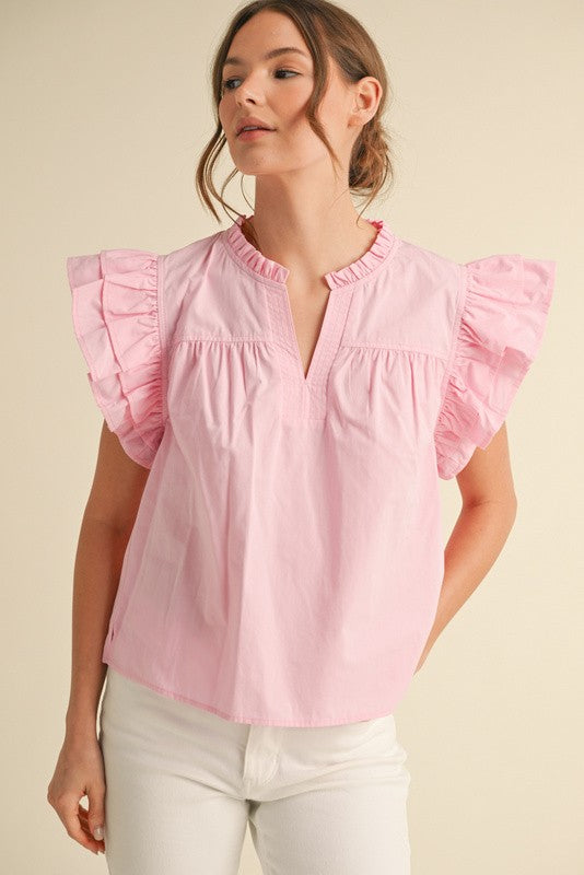 Ruffled Madness Top Pink