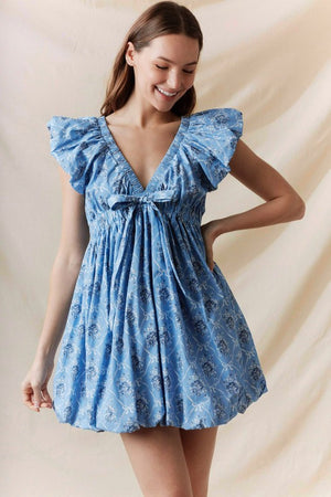 Blissful Bow Dress Blue