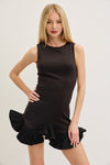 Fluttered Ruffle Dress Black