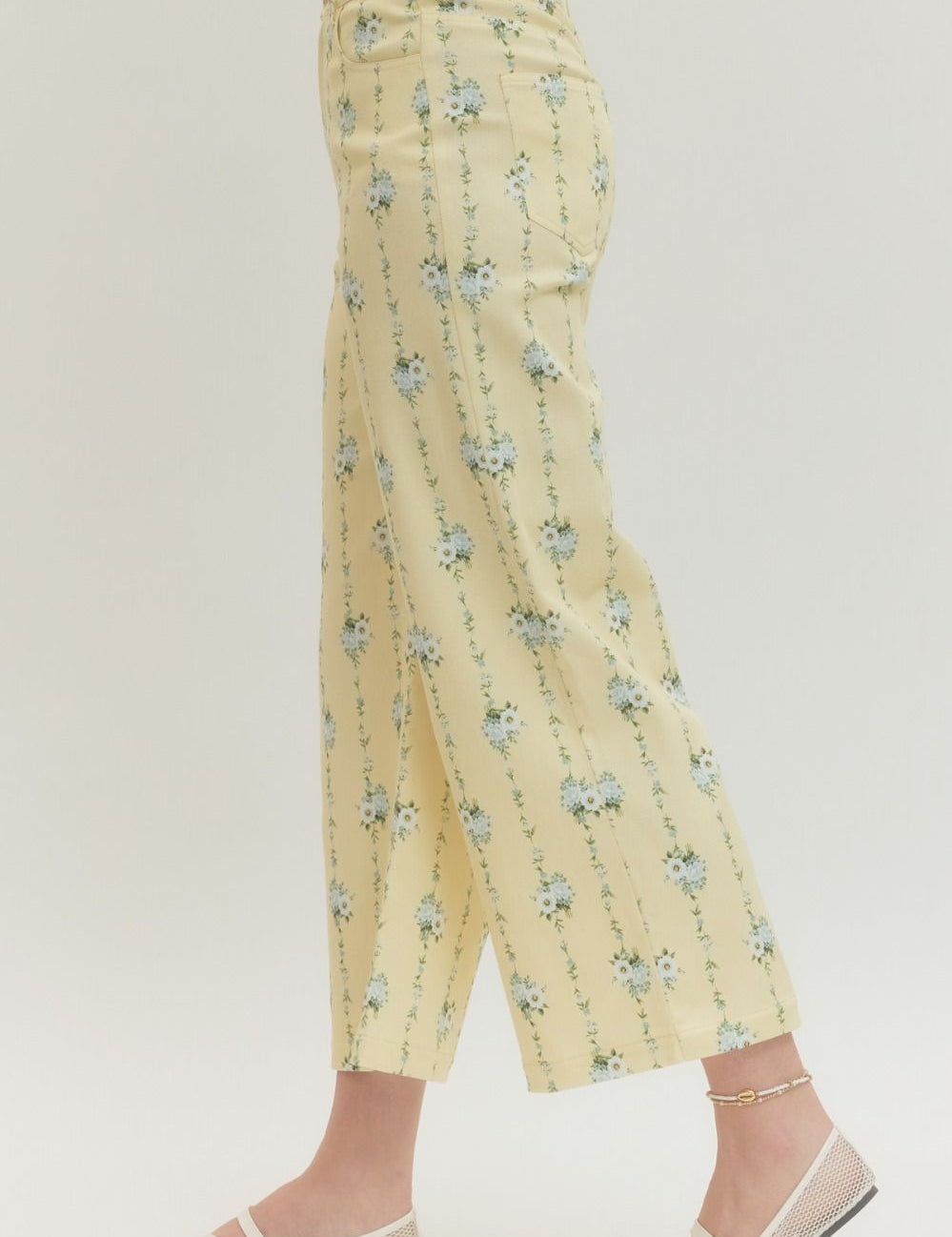 Floral Veil Pants - Yellow