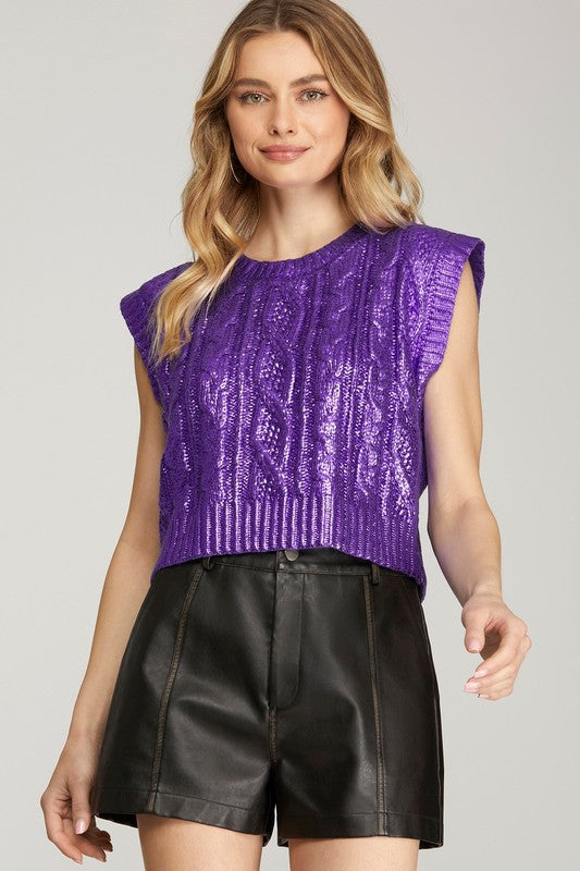 Metallic Is Magnetic Sweater Purple