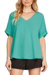 Stevee Raye Top Aqua