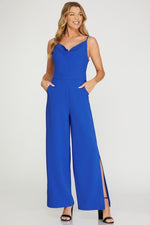 She Showed Up Jumpsuit Blue