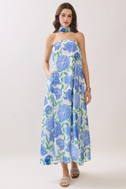 Make My Heart Race Maxi Dress - Blue