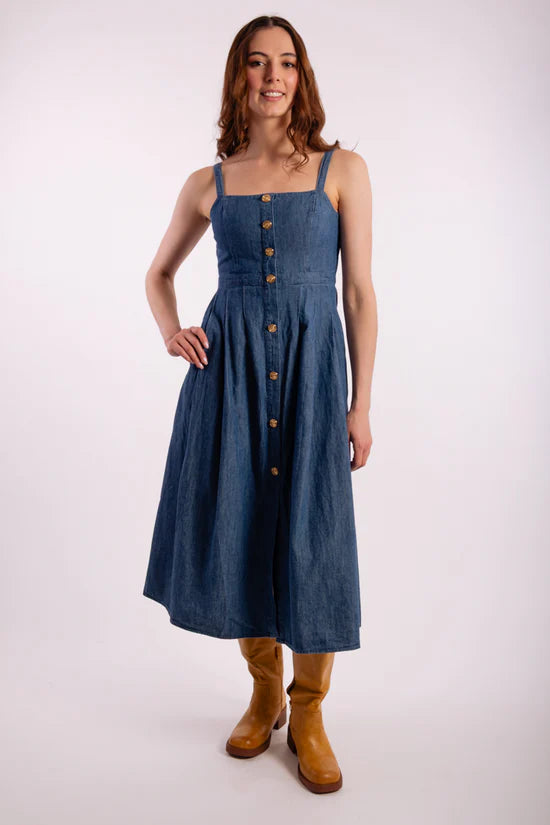 Prairie Denim Midi Dress