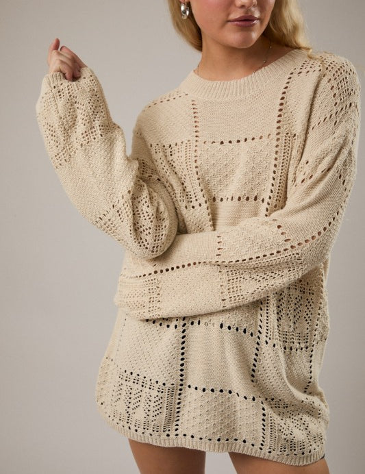 Oatmilk Open Knit Sweater