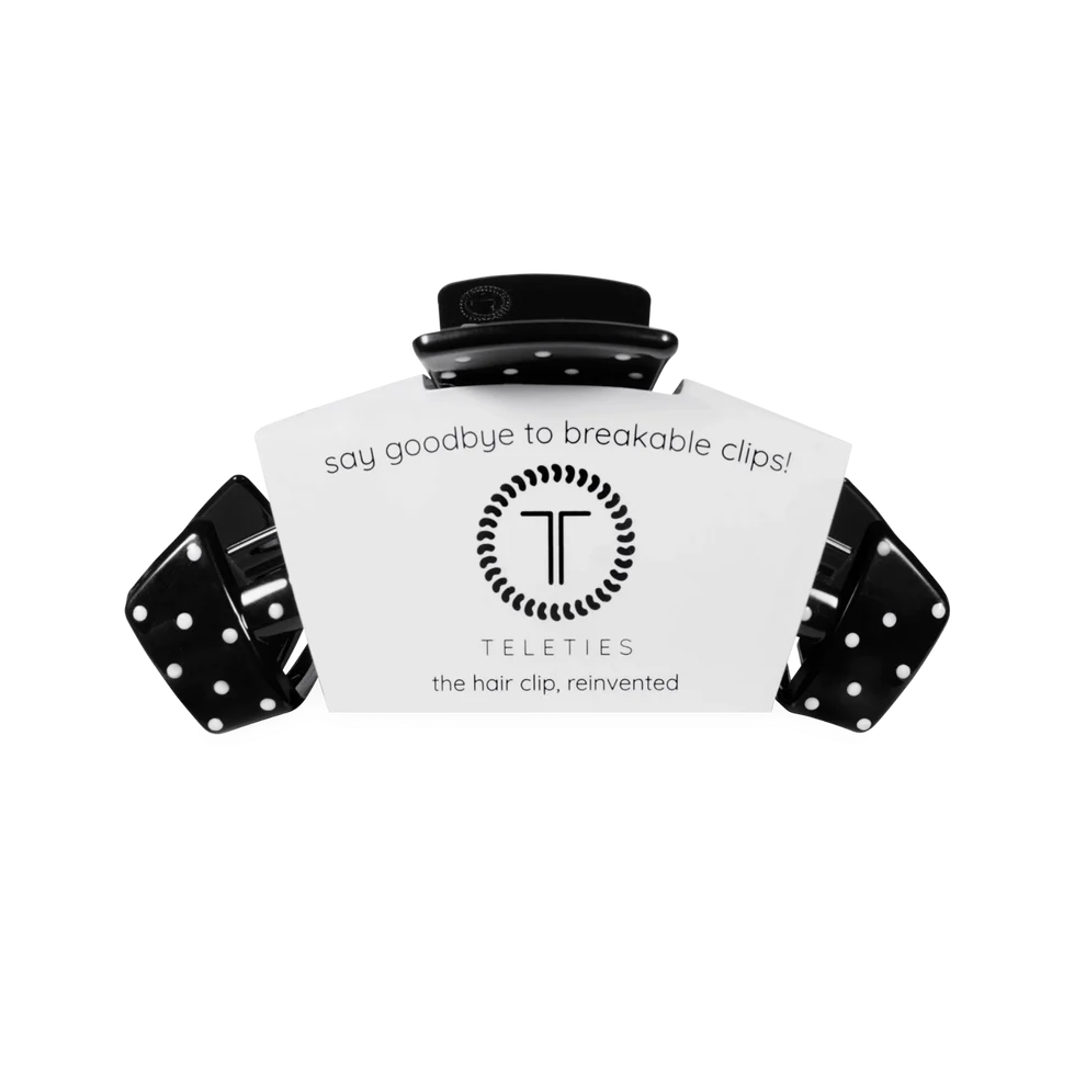Classic Polka Dot Party Claw Clip - Black - Medium