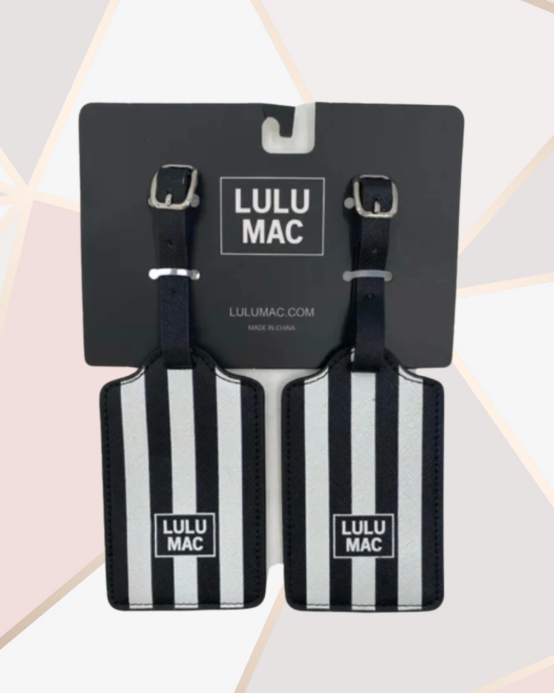 Lulu Mac Stripe Luggage Tags - Black/White