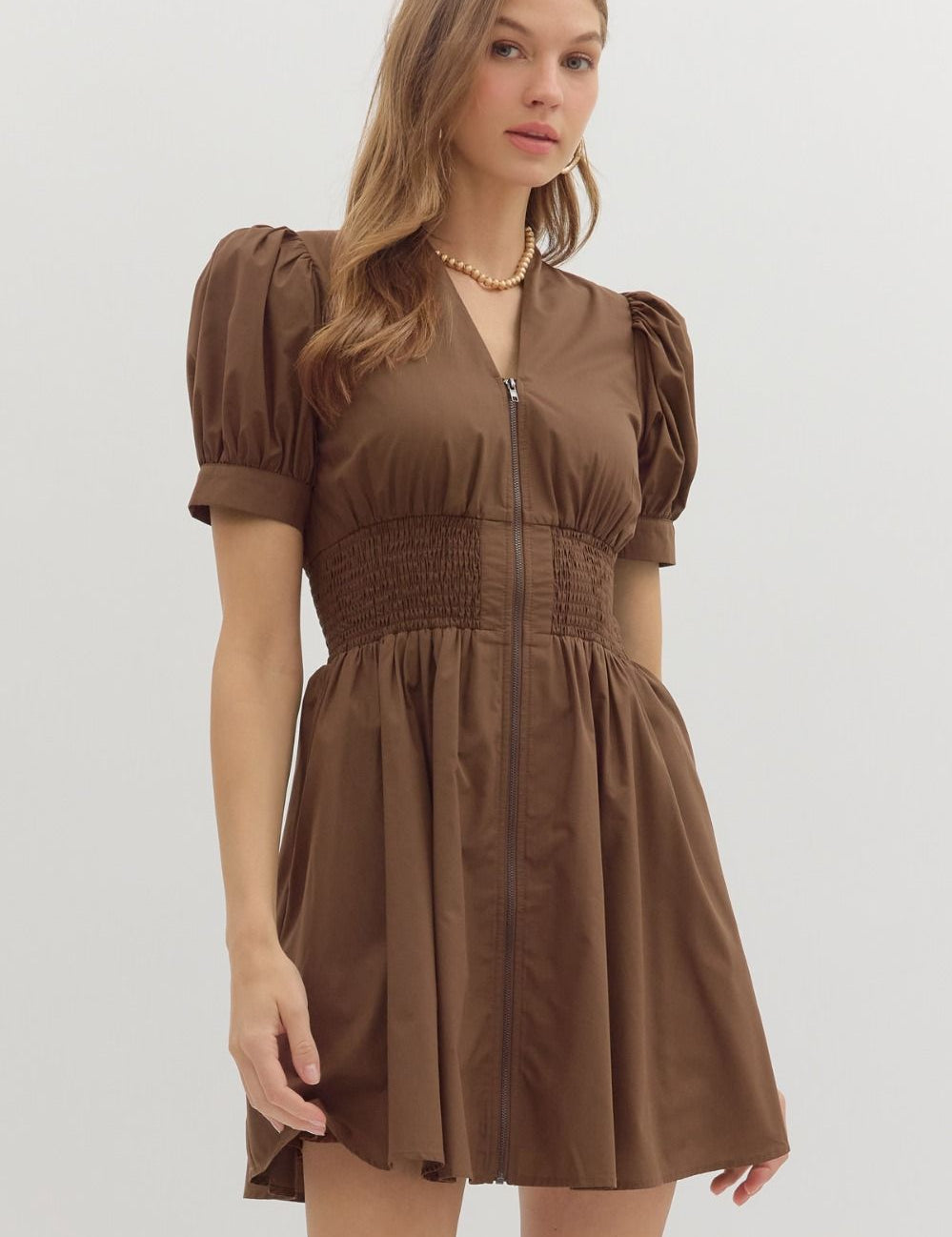 Always The Right Time Dress Brown