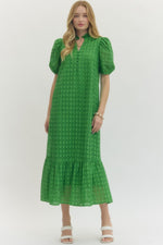 All Ruffled Up Dress Green