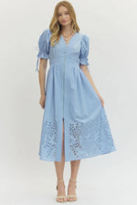 Stitched in Spring Midi Dress -Blue