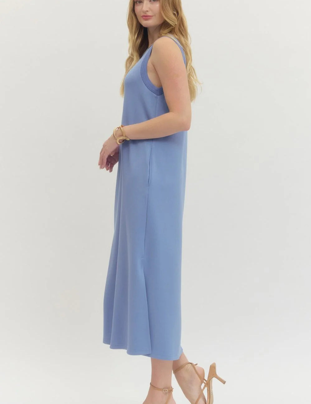 Always Around Midi Dress -Lt Blue