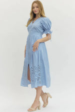 Stitched in Spring Midi Dress -Blue