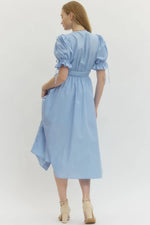 Stitched in Spring Midi Dress -Blue