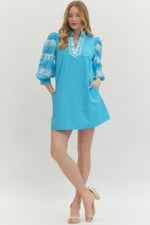 Embroidered Princess Dress Sky