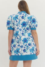 Graceful Gardens Dress Blue- Plus