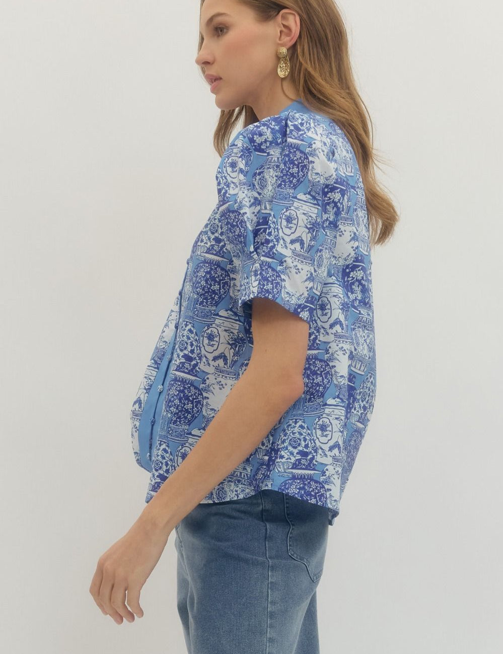 Elegant Charm Top - Blue