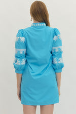 Embroidered Princess Dress Sky