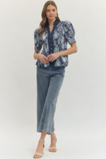 Elegant Charm Top - Navy