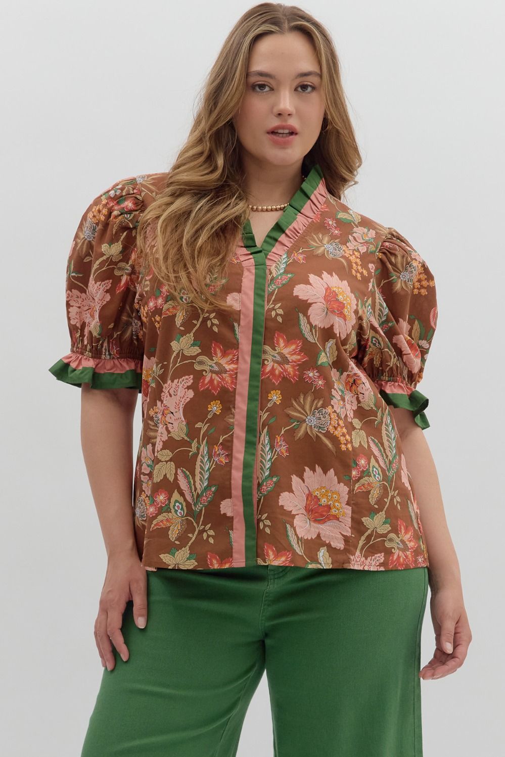 Ravishing Roses Top Brown
