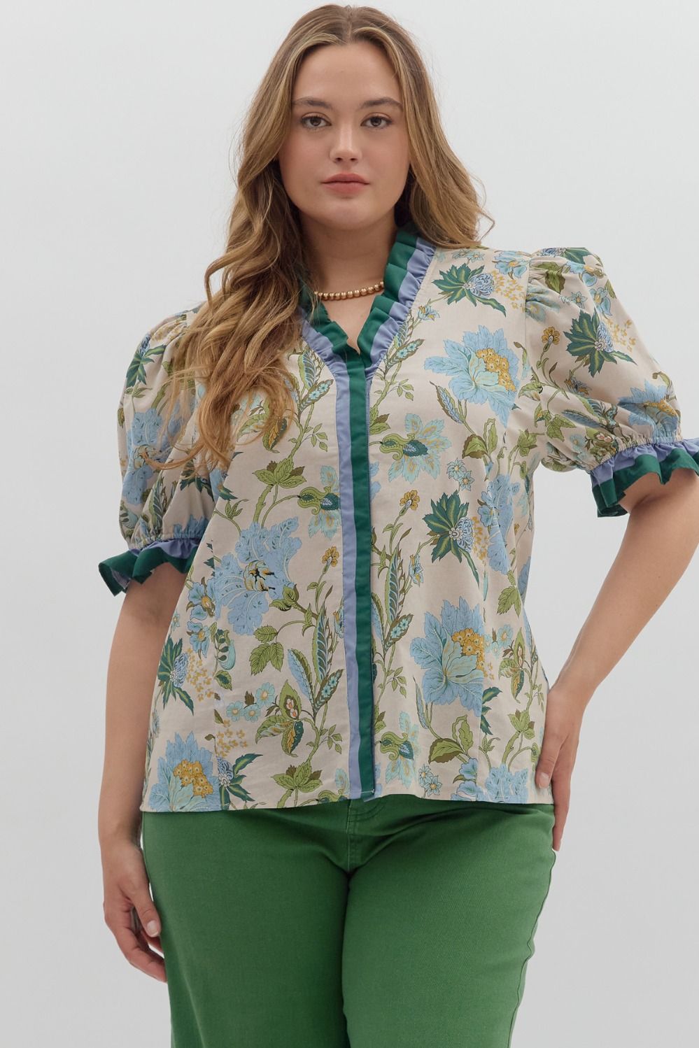 Ravishing Roses Top Ecru