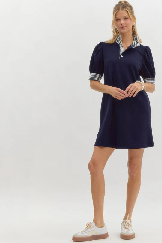 Let's Play Polo Dress Navy