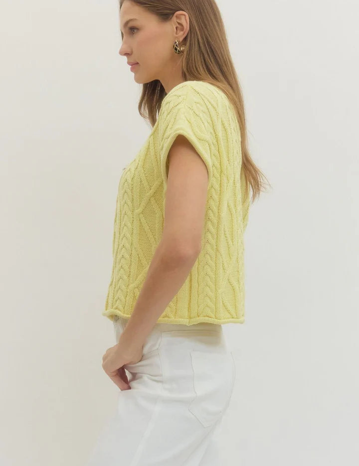 Just Livin' Sweater Top Lemon