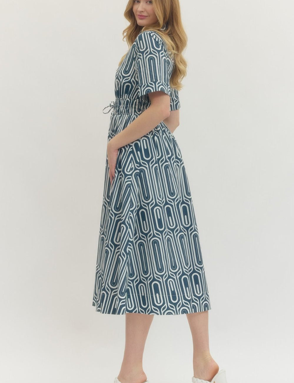 Modern Coastal Midi Dress - Navy