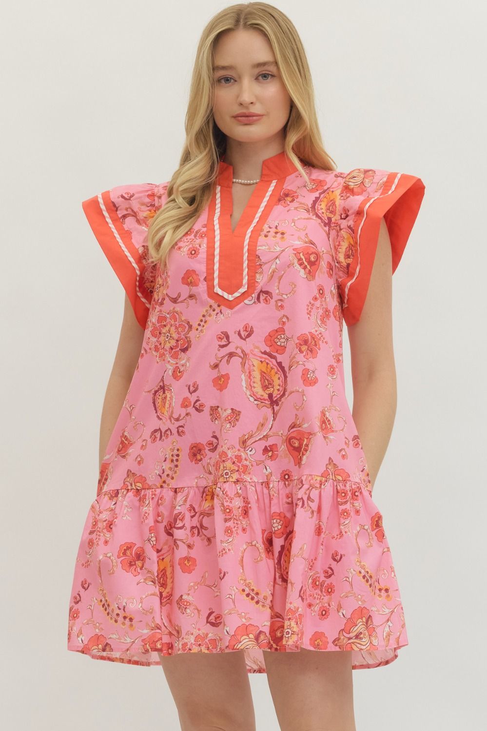 Delicate Meadows Mini Dress - Pink