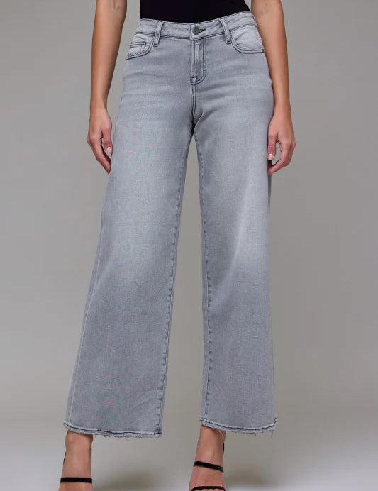 Nori Mid Rise Extra Wide Leg Jeans - Light Gray