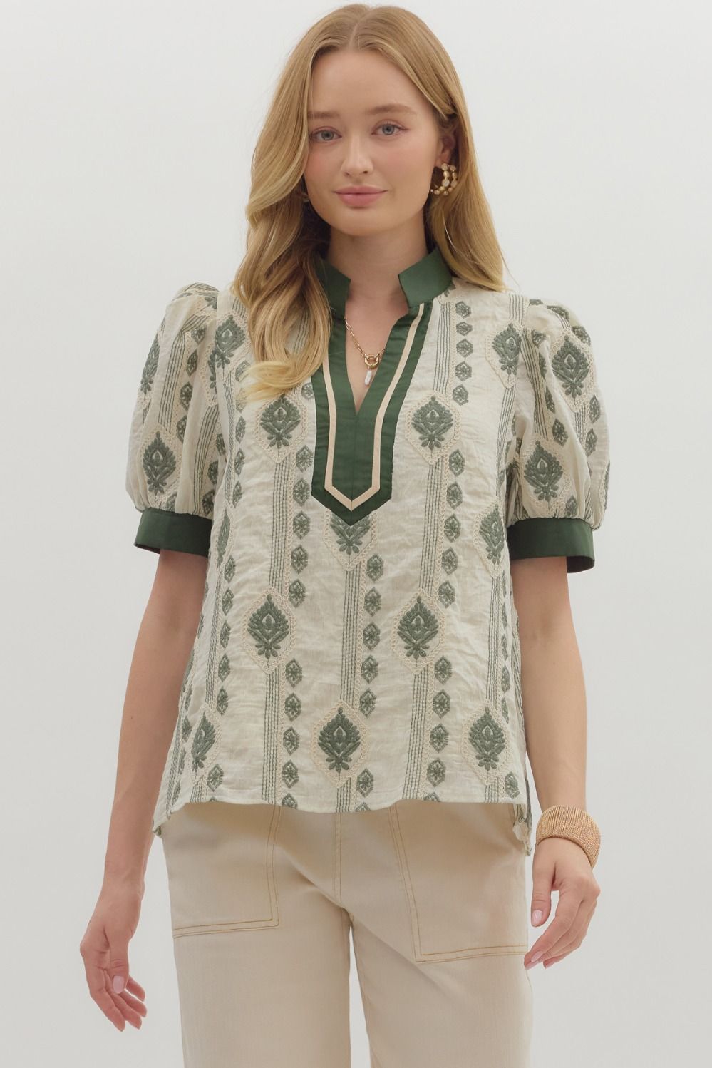 Lovely Moments Top Olive