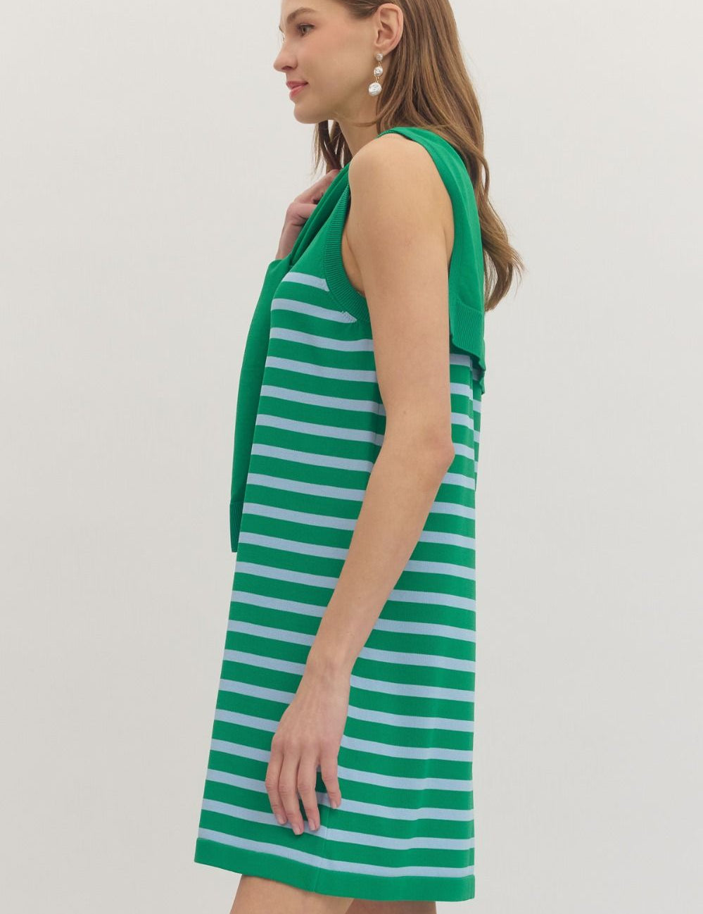 Preppy Chic Mini Dress - Green