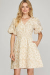 Peaceful Petals Dress Champagne