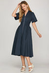 Falling Leaves Dress Navy