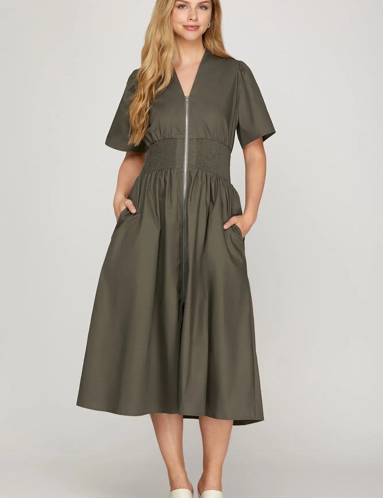 Falling Leaves Dress - Olive