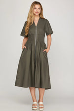 Falling Leaves Dress Olive