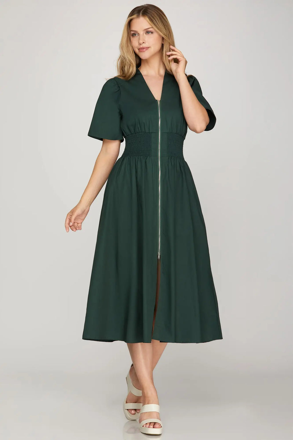 Falling Leaves Dress Green