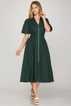 Falling Leaves Dress Green