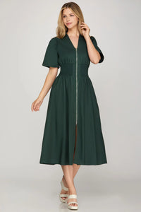 Falling Leaves Dress Green