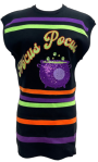 QOS Black, Purple, Orange & Green Stripe 'Hocus Pocus' Top